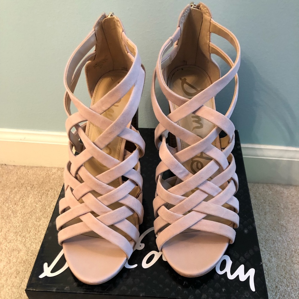 Sam Edelman Block Heel in Light Pink Suede